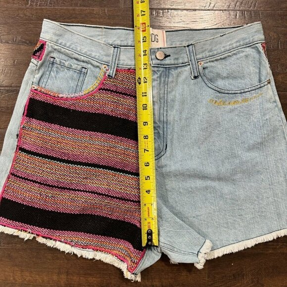 BDG Women's A-Line Cutoff Denim Short Blanket Patchwork High-Waisted Multi 32 - Picture 9 of 10